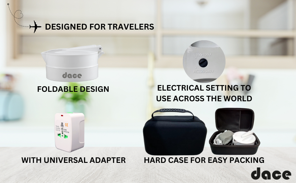 Foldable travel kettle with hard case