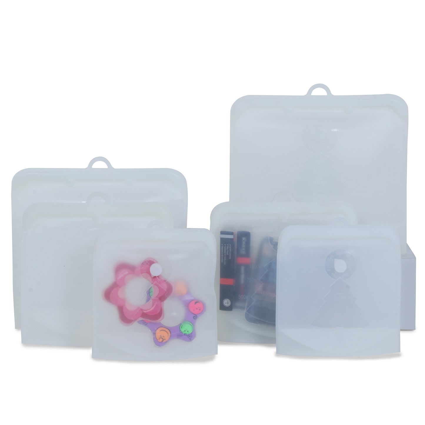 6 Reusable Silicone Storage Bag 3 sizes, 2 Small + 2 Medium + 2 Large