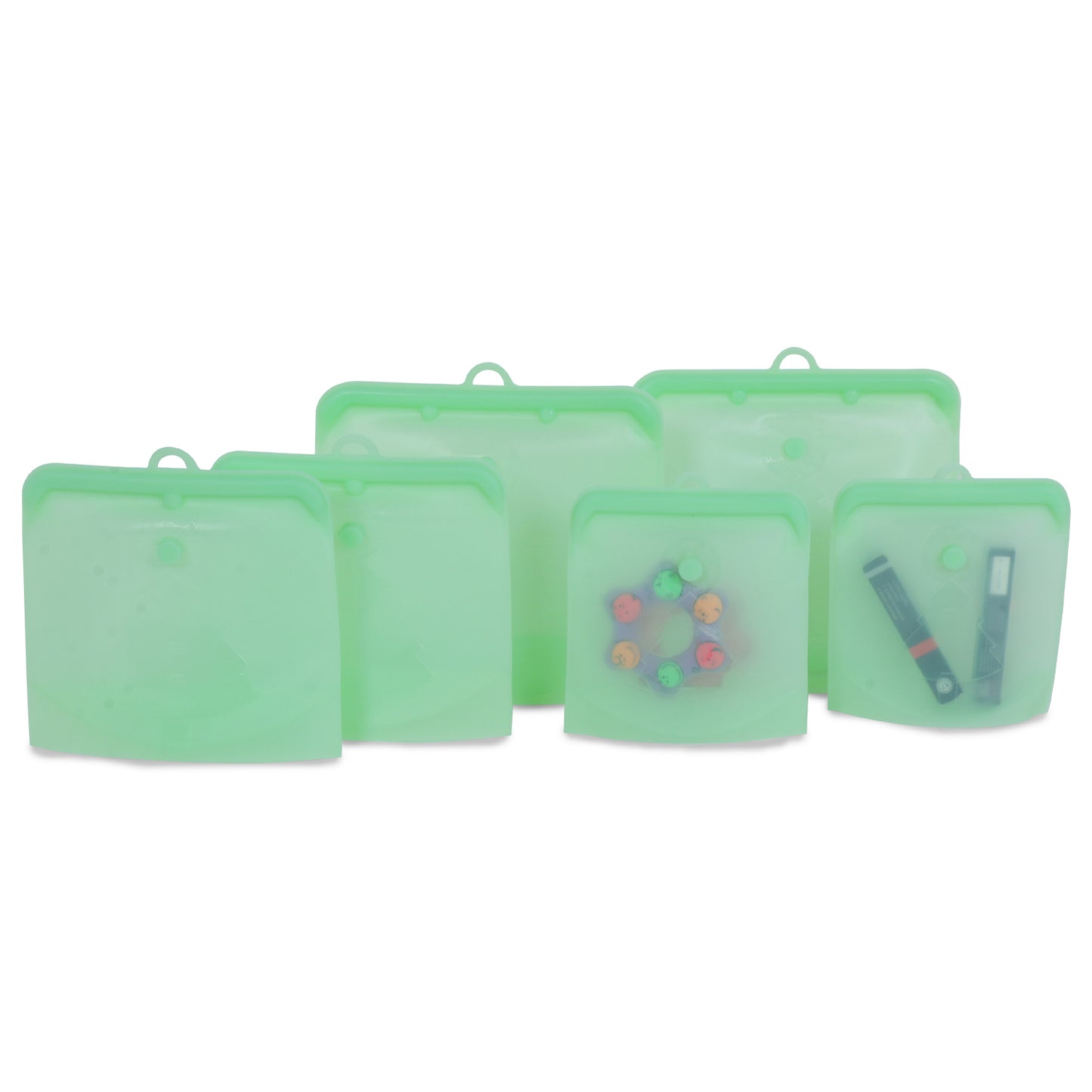 6 Reusable Silicone Storage Bag 3 sizes, 2 Small + 2 Medium + 2 Large