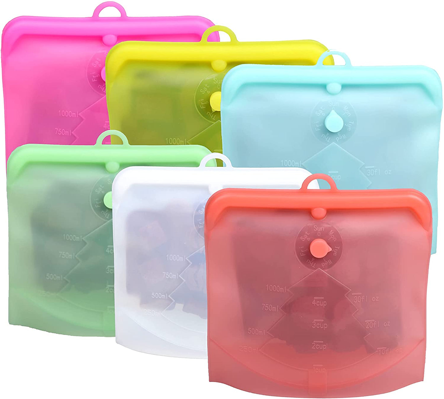 6 Reusable Silicone Storage Bag