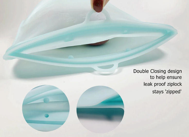6 Reusable Silicone Storage Bag 3 sizes, 2 Small + 2 Medium + 2 Large